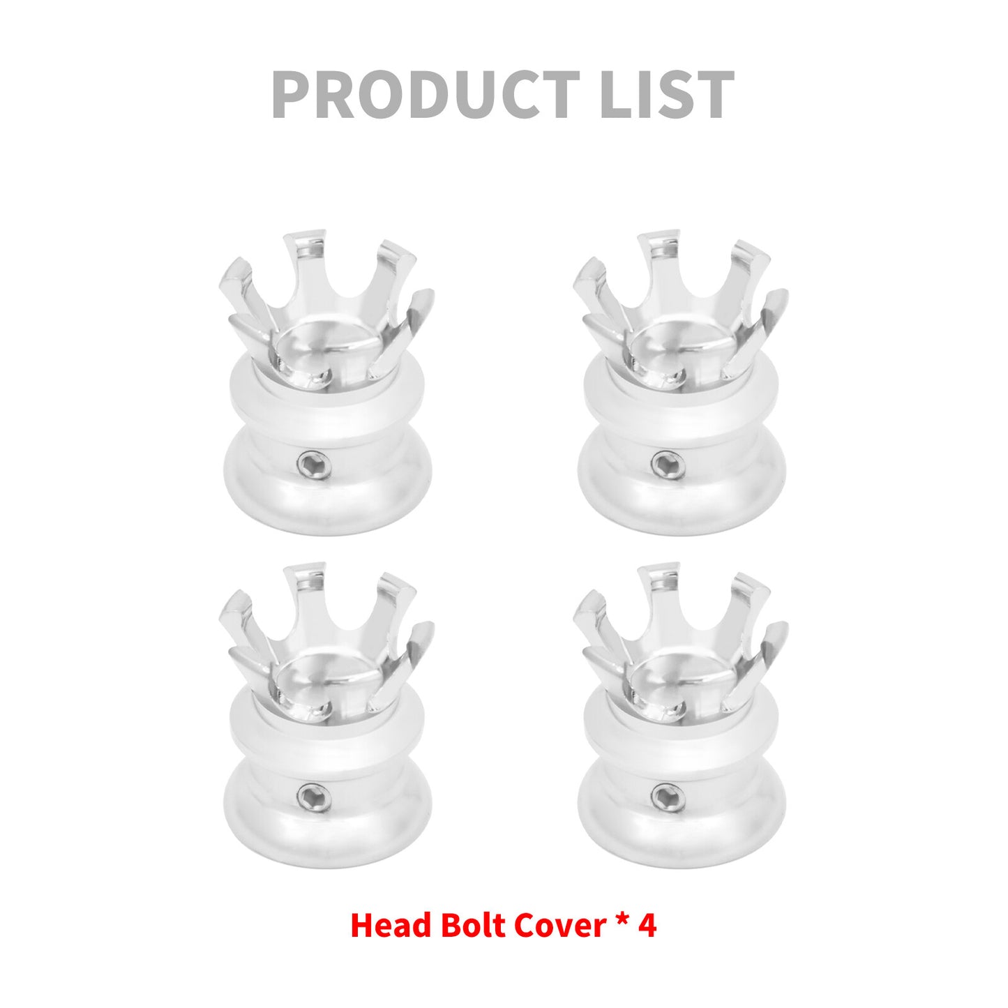 Chrome 4x King Crown Head Bolt Covers Spark Plug Cap for Harley Twin Cam 99-2017