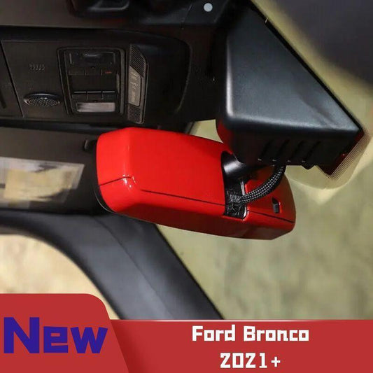 Interior Rearview Mirror Shell Decoration Trim for Ford Bronco 2021-2023 Red ABS