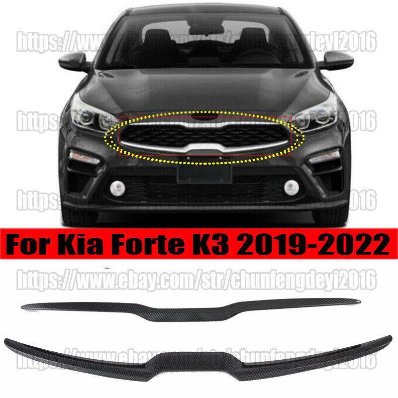 for Kia Forte K3 2019-2022 Carbon Fiber Car Front Grille Grill Strips Cover Trim