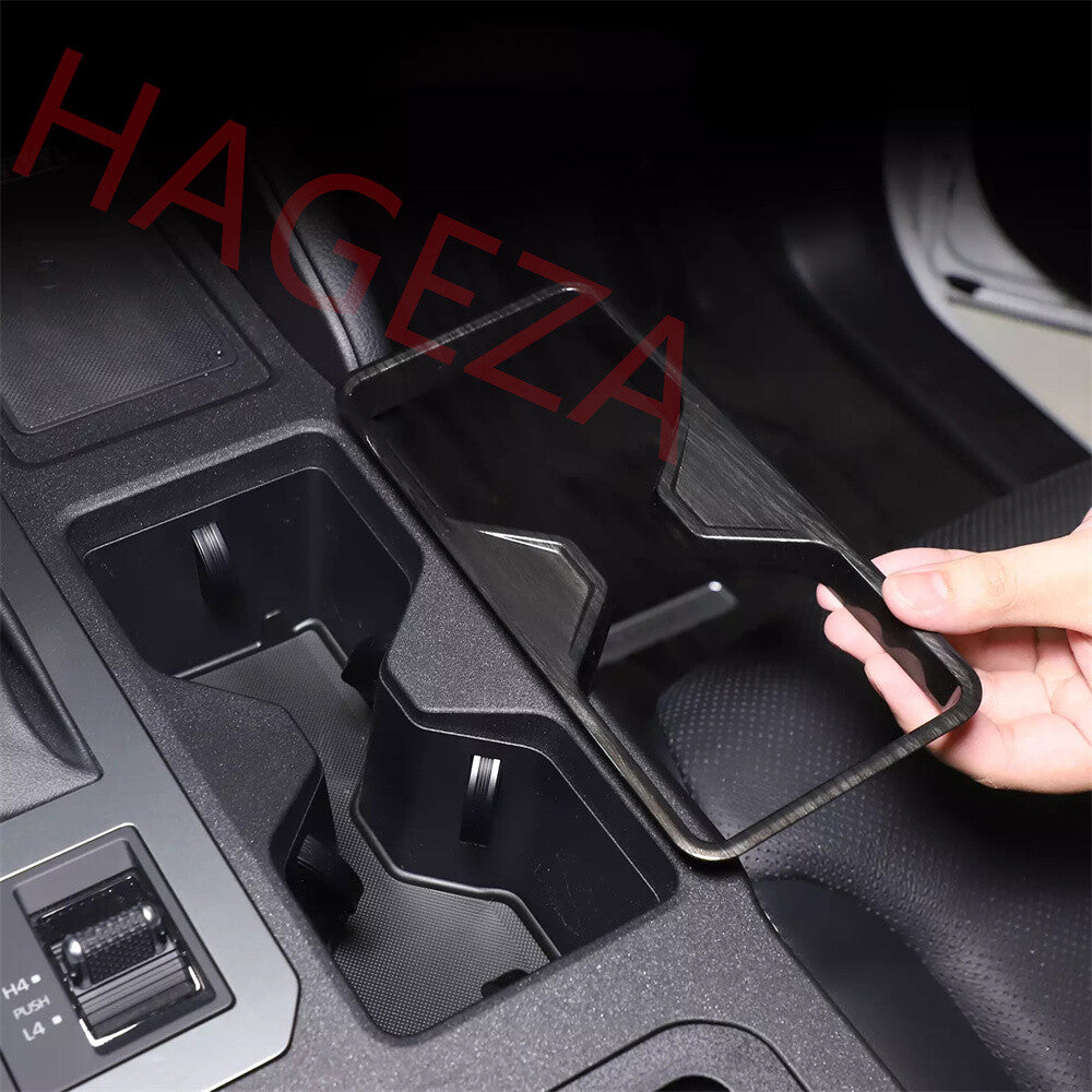 Black Wood ABS Front Water Cup Holder Trim For Toyot@ for Land Cruiser LC250 2024-25