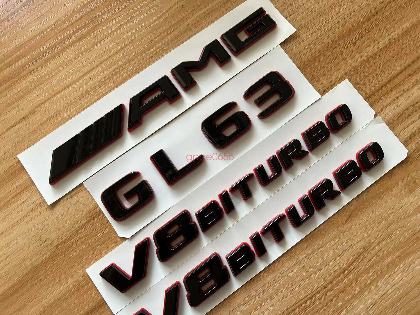 1SET Black RED GL63 AMG V8 BITURBO Emblem Badge Sticker Set For GL63
