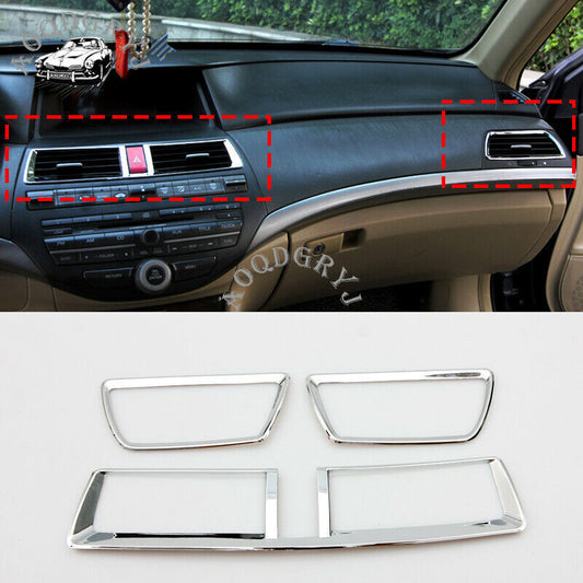 Silver Car Front Air Vent Outlet Frame Cover Trim for Honda Accord 4DR 2008-2012