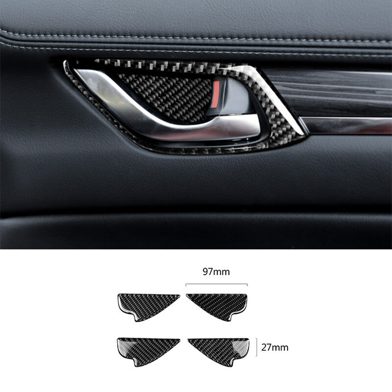4PCS Real Carbon Fiber Inner Door Bowl Sticker Trim Fit for Mazda CX-5 2017-2021