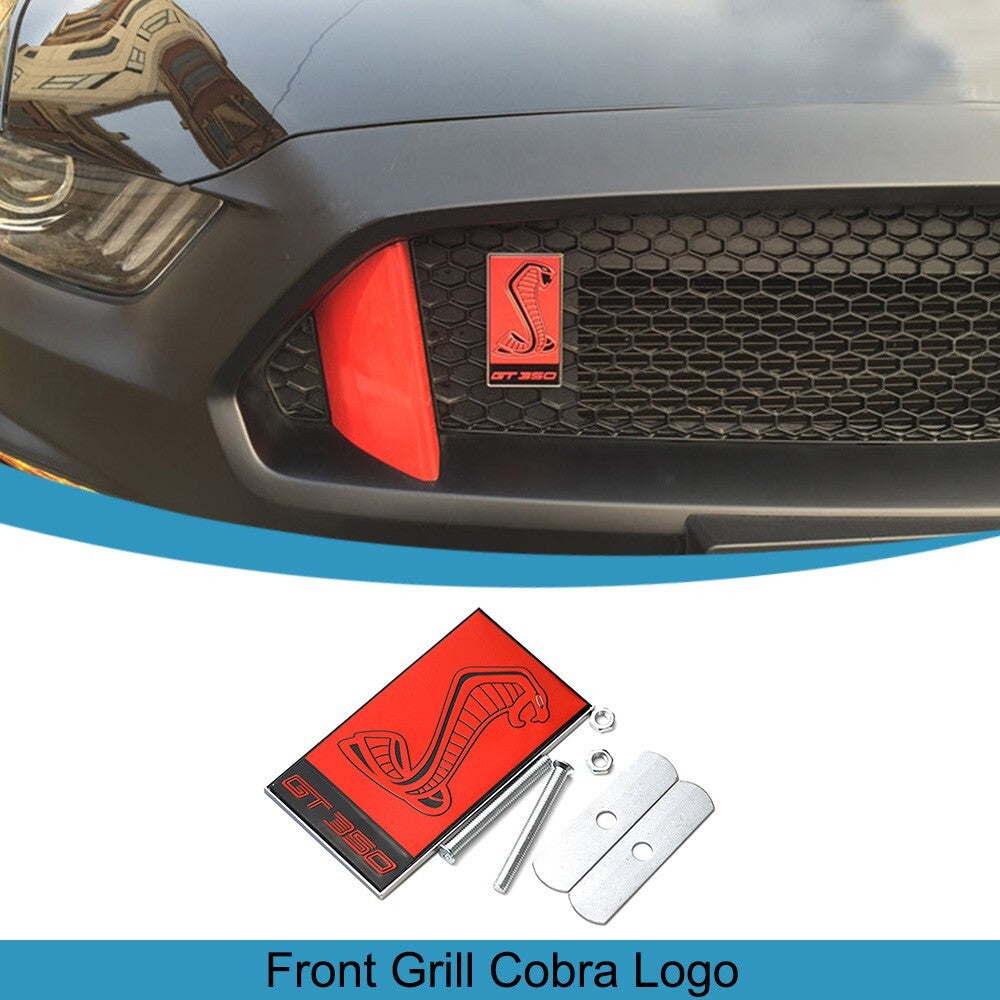 Car Front Grille Badge Cobra Logo Emblem Cover Trim for Ford for Mustang 2009-2023
