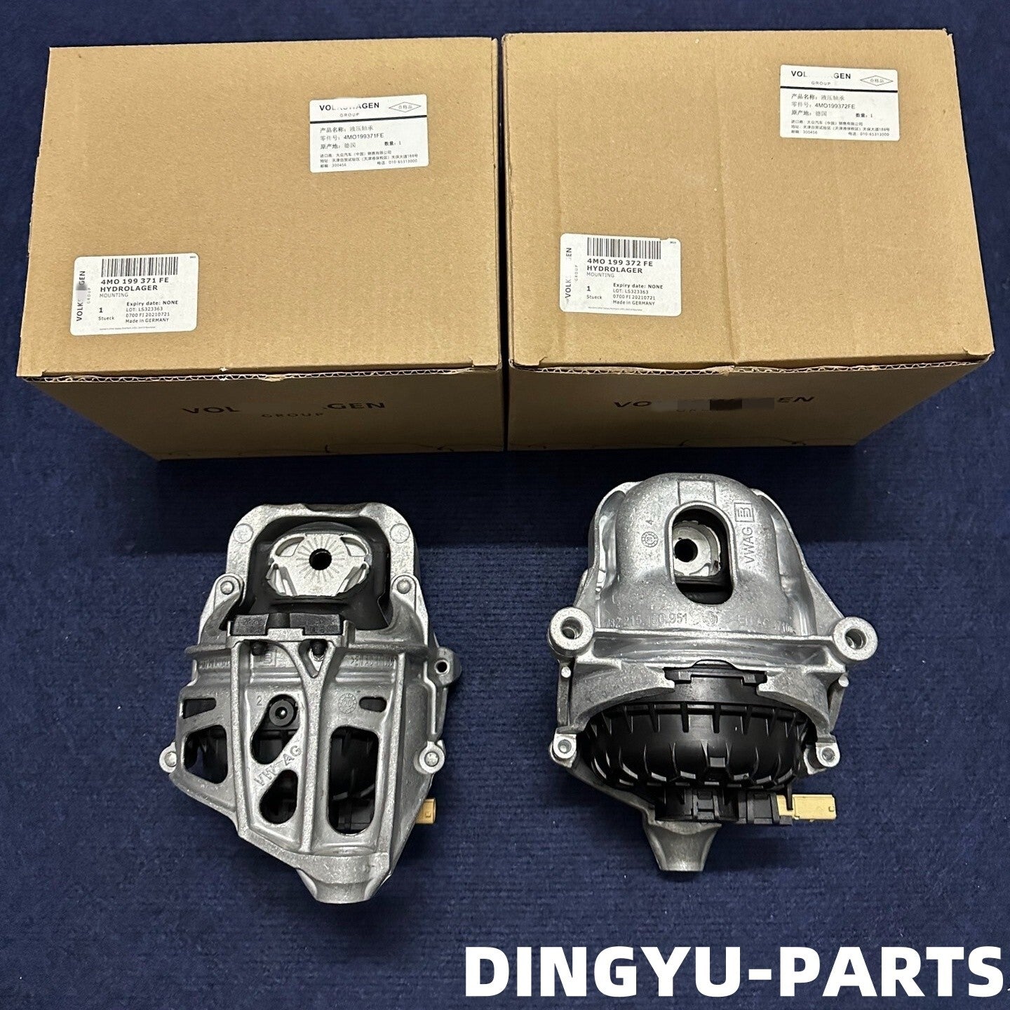 A pair of original equipment manufacturer (OEM) engine mounts for Audi Q5 2.0 Sportback 2018-2024 and Q7 2.0T 2016-2025.