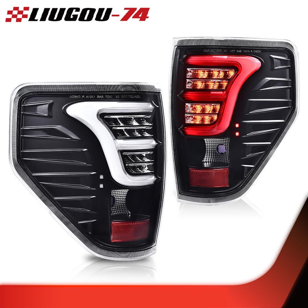 Suitable for 2009-2014 for Ford F150, full LED taillights, brake lights, and parking lights (clear/black).