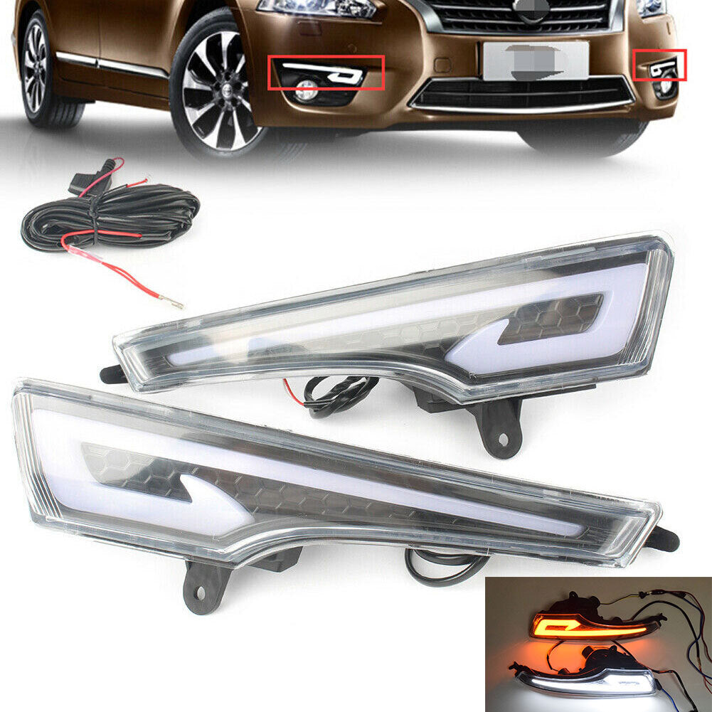Daytime Running Lights w/ Turn Signal DRL Lamp Fit for Nissan Altima Teana 14-2016