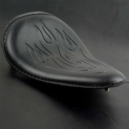 Motorcycle Flame Solo Driver for Seat Fit for Harley Chopper Bobber PU Leather Black