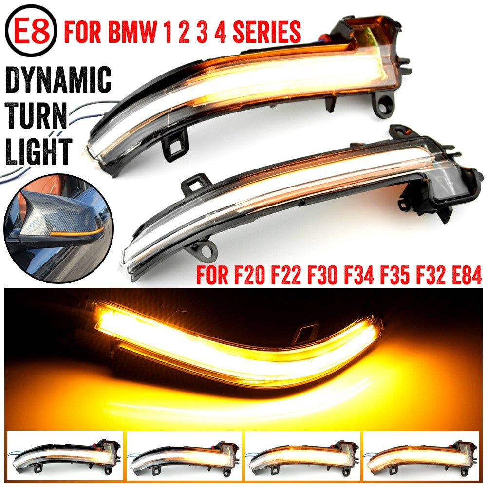 2pcs LED Dynamic Side Mirror Turn Signal Light Assembly White for BMW F20 F30