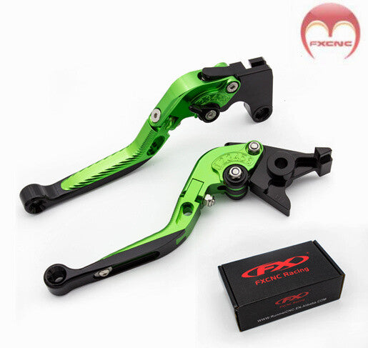CNC folding extended brake clutch lever suitable for NINJA650R/ER-6F/ER-6N 2009-2016 Green