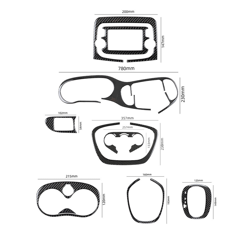 10x Carbon Fibre Interior Centre Console Trim Kit for Fiat 500L 2014-2017