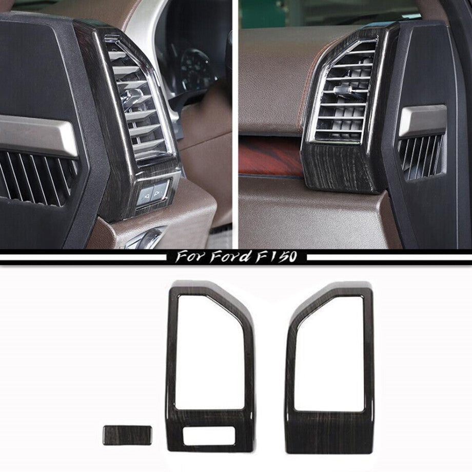 Suitable for 15-20 for Ford F150 Black Wood Grain Dashboard Side Vent Cover Trim