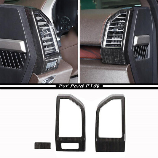 Suitable for 15-20 for Ford F150 Black Wood Grain Dashboard Side Vent Cover Trim