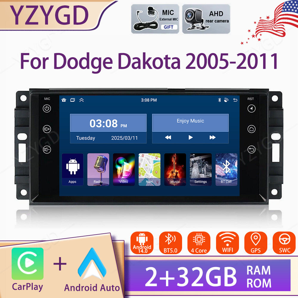 Android 14 Carplay 7for Dodge Dakota 2005-2011 Car Radio Stereo GPS Navi Wifi