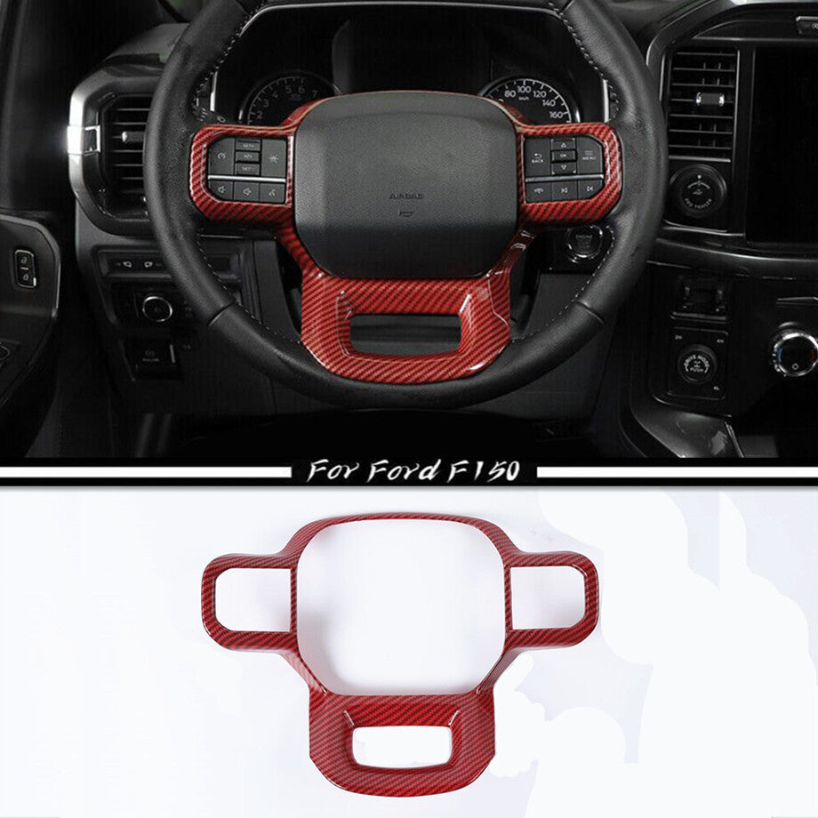 Red Carbon Steering Wheel Trim Cover for Ford F-150 (21-23)