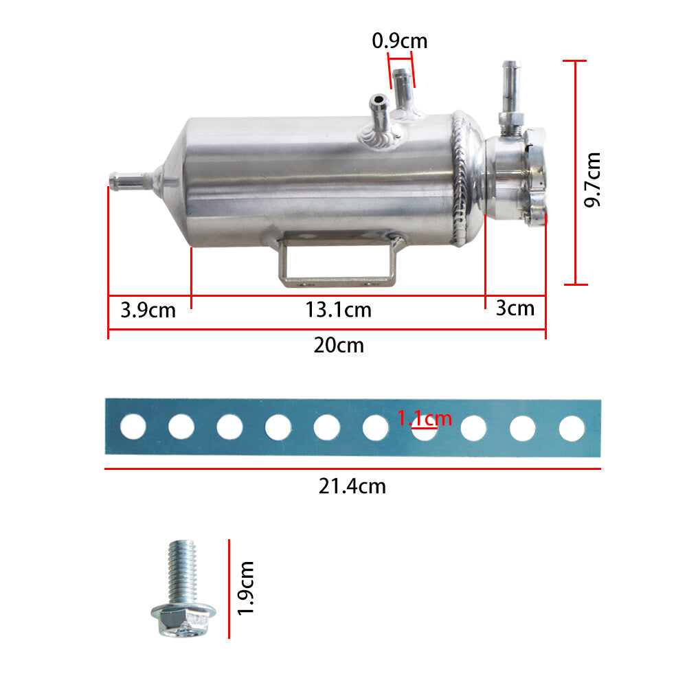 Overflow Coolant Tank Reservoir Cooling Radiator Water Catch Can Aluminum Silver