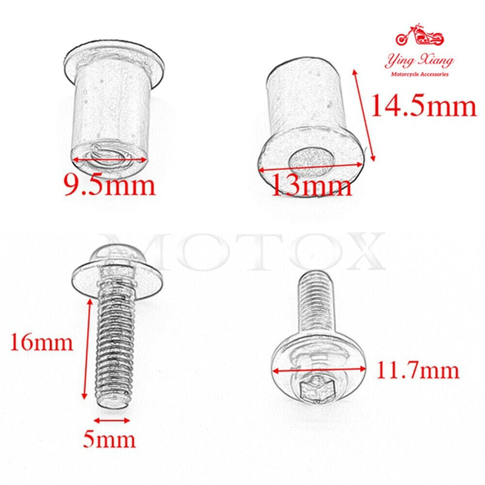10PCS M5 Windscreen Windshield Bolt Screw KitFit For R1250/1200 F650 S1000RR