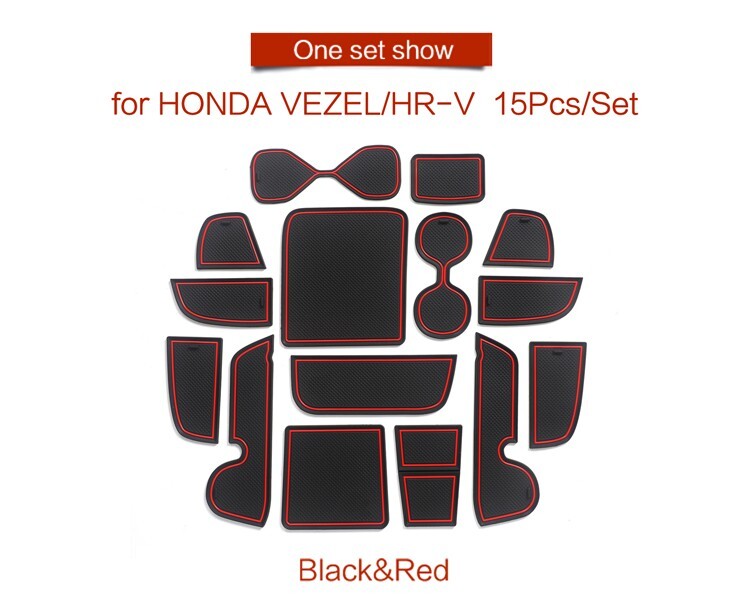 Anti-Slip Gate Slot Cup Mat for Honda Vezel HR-V 2021 2022 Door Pad Coaster Red