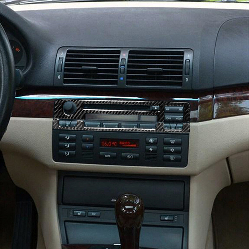 2Pcs Carbon Fiber Center Console CD Panel Trim Cover for BMW 3 Series E46 98-05
