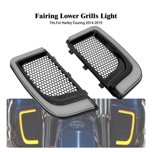 Fairing Lower Grills LED Turn Signal for Harley Touring Road Electra Glide 14-23