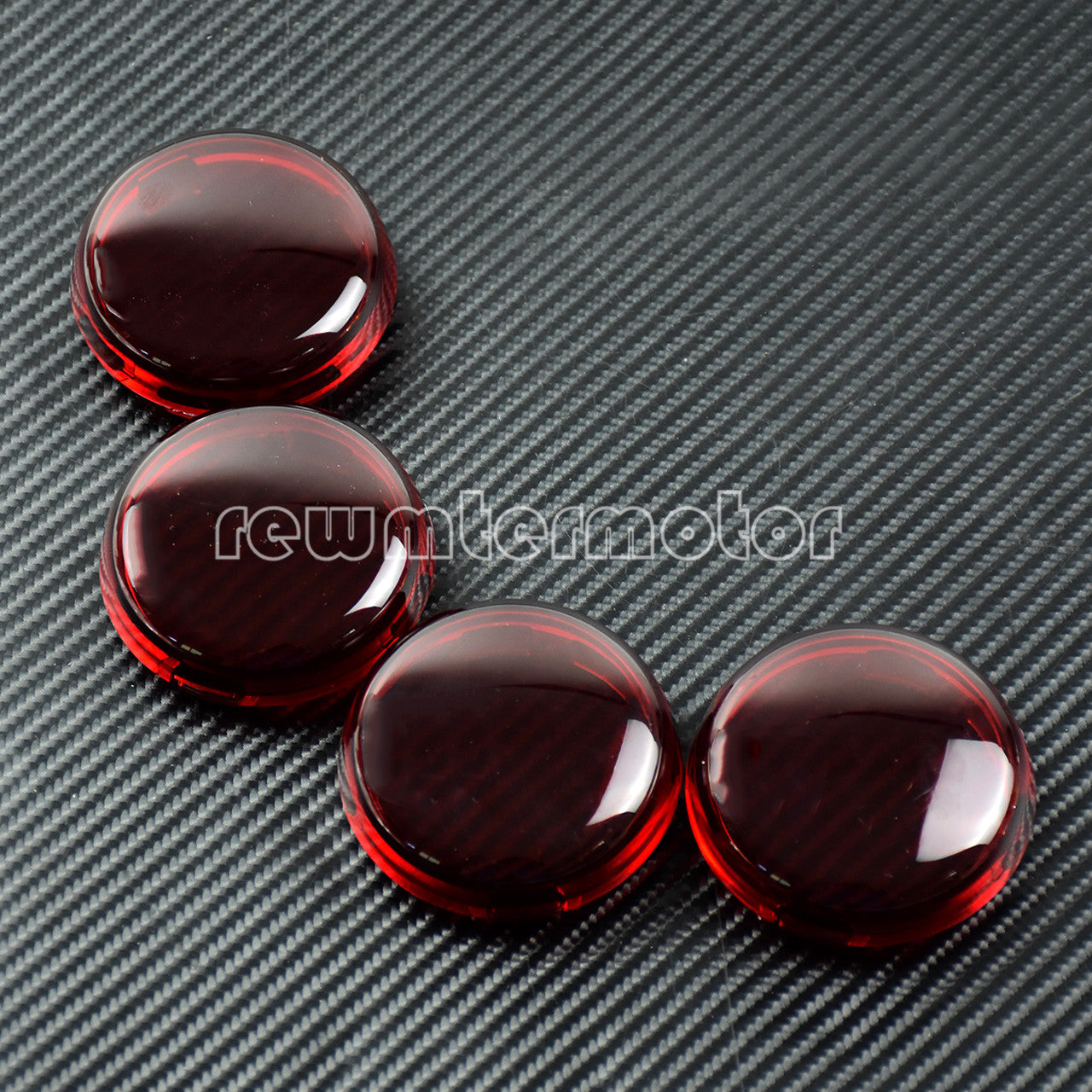 4x Turn Signals Light Red Lens Cover +Bulb Fit for Harley Dyna Softail Sportster