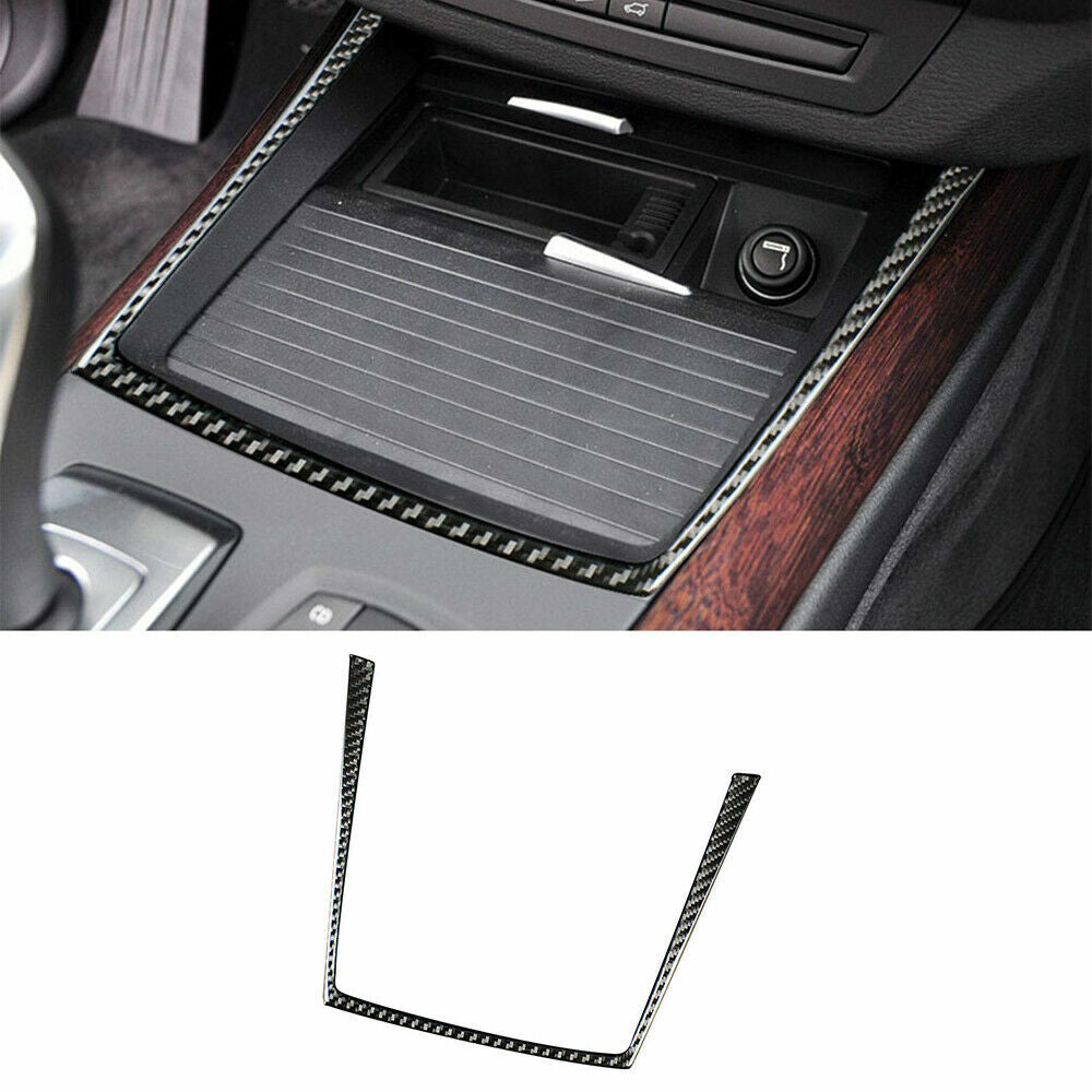 Carbon fiber cup holder stickers suitable for BMW X5, X6, E70, E71 (2009-13)