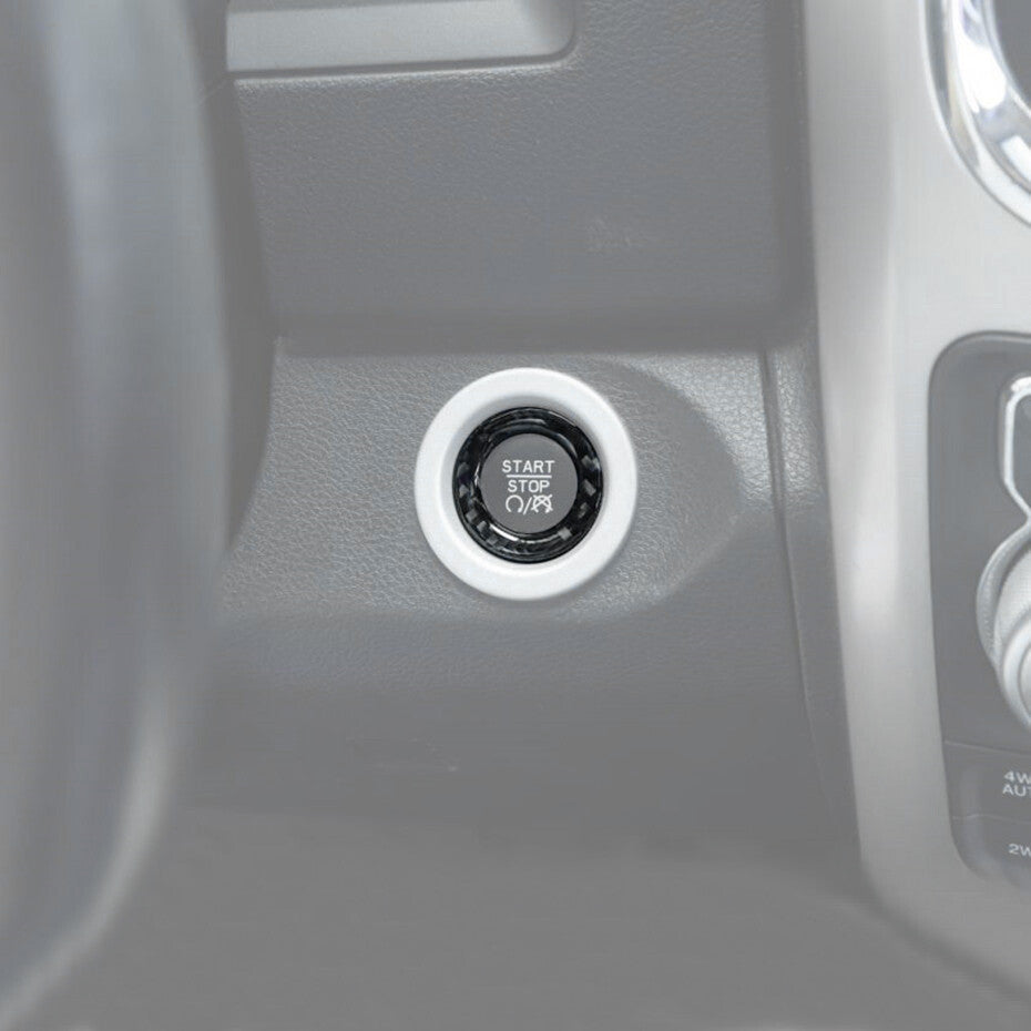 Carbon fiber engine start/stop button ring decorative accessory for Dodge for RAM 1500 11 - 2024