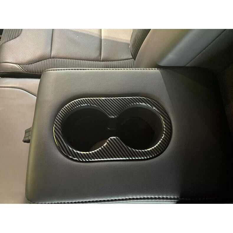 for Ford F-150 2021-2023 Carbon Fiber Rear Water Cup Holder Frame Trim ABS Decor