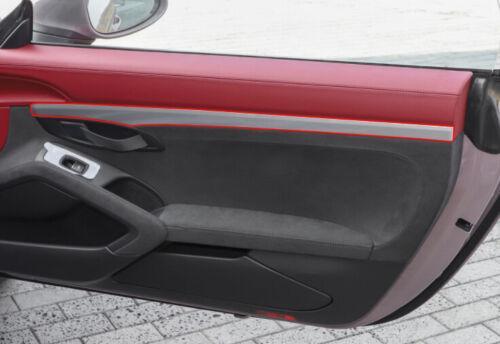 Fit for Porsche 718/911 Red Dry Carbon fiber Inner Door Armrest Decor Cover Trim
