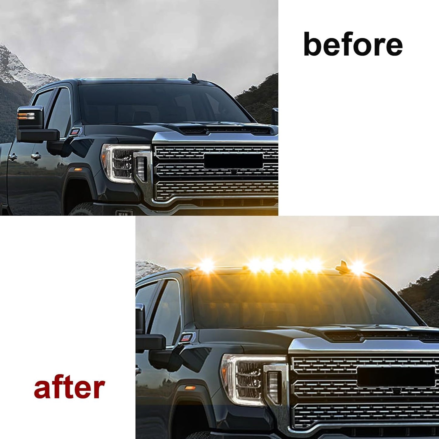 3x Smoke For 2007-2022 for Chevy Silverado 3500HD Cab Led LED Roof Top Running Light