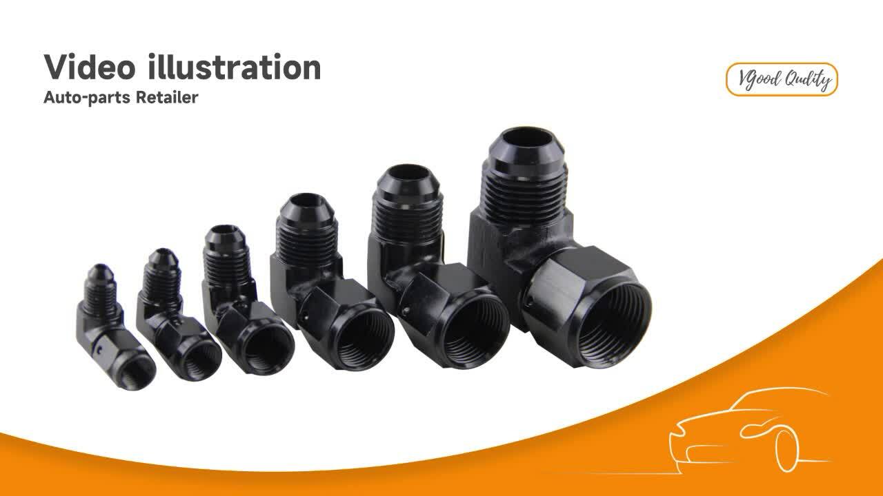 2PCS AN6 Female to 6AN Male 90 Degree Flare Swivel Hose Fitting Adapter Black