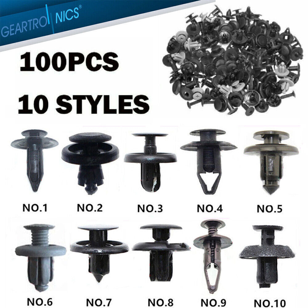 100x Trunk Screw Rivets Car Bumper Fender for Auto Plastic Fastener Clips Set U