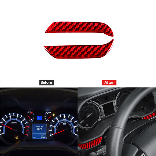 Red Carbon Fiber Console Side Decorative Cover Trim for Toyota 4Runner 2010-2020