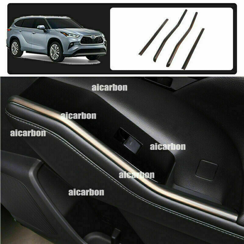 4X Peach Wood Grain Interior Door Strips Cover for Toyota Highlander 2020-2023