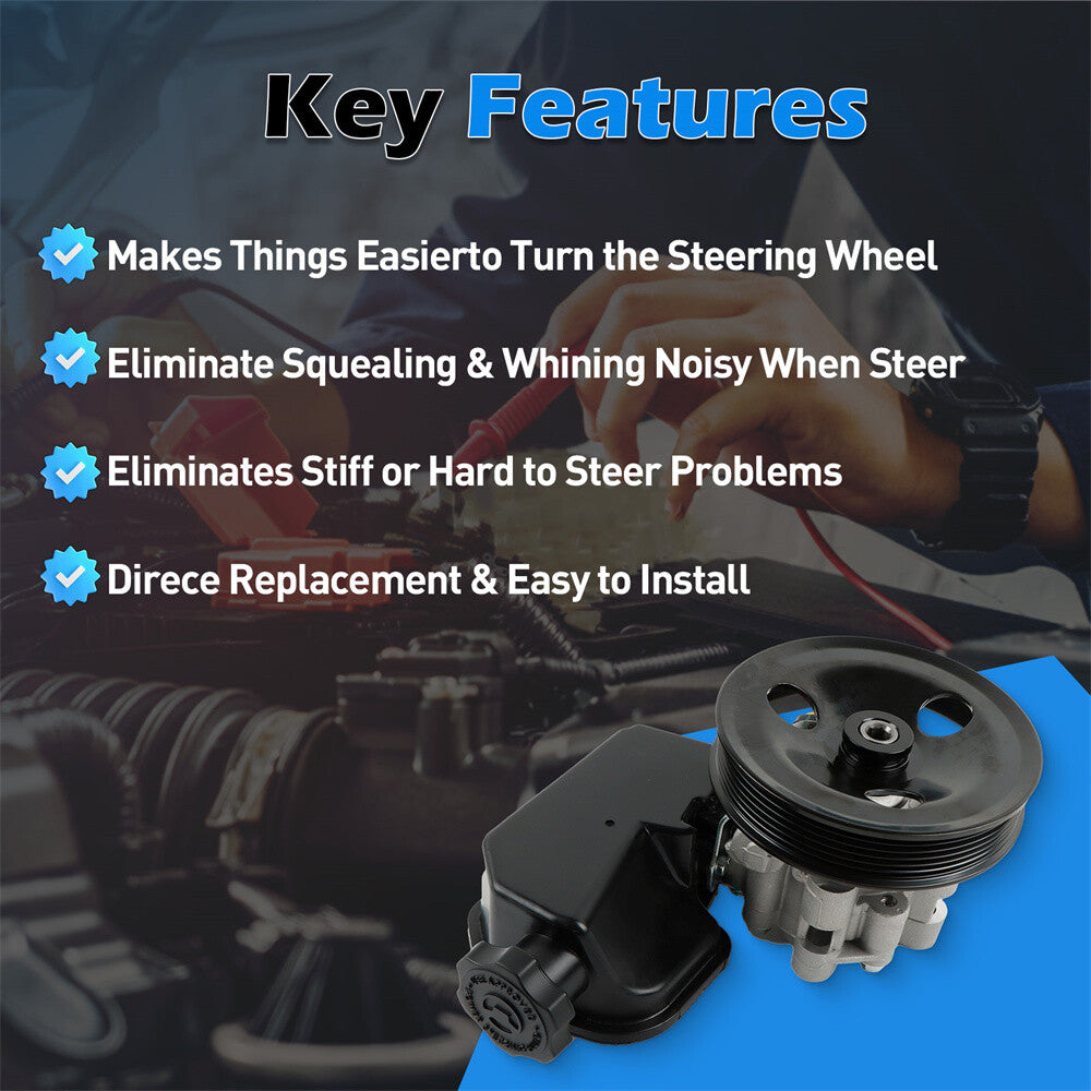 Power Steering Pump w/ Pulley For 2005-2007 for Dodge Dakota 3.7L 4.7L V8 21-5429