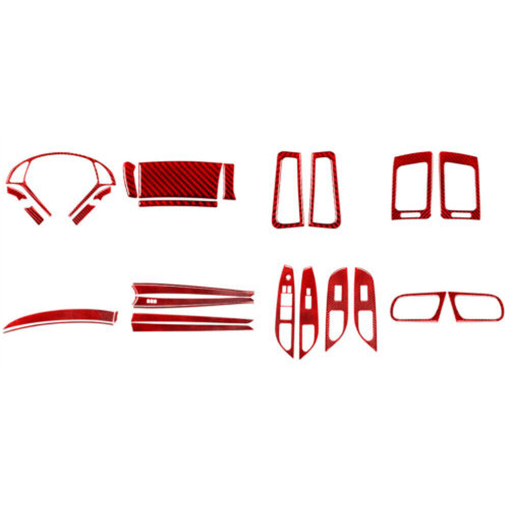 30Pcs Red Carbon Fiber Interior Full Set Trim Kit for Infiniti G37 Sedan 2010-13