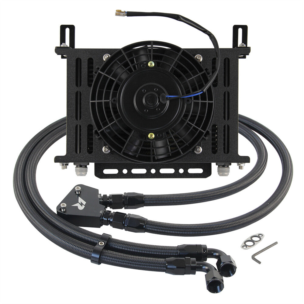 25 Row AN10 Oil Cooler Kit for Corvette C5 C6 C7 LS1 LS2 LS3 + 7 Electric Fan
