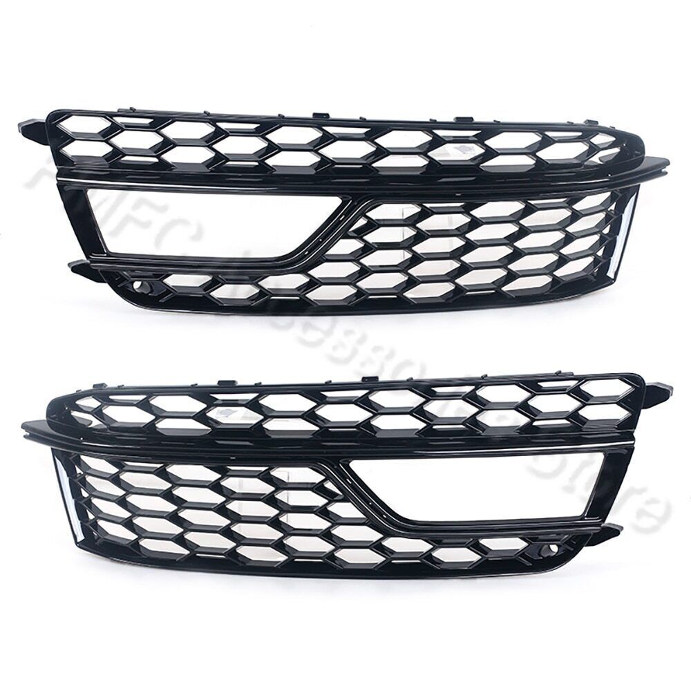 Pair for Audi S5 A5 S-Line 2013-16 Honeycomb Mesh Bumper Fog Light Grille Cover