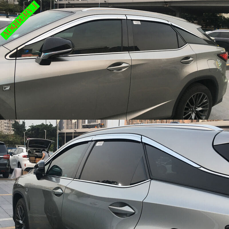 Chrome Window Visor Vent Sun Shade Rain Guard Door Visor for Lexus RX 2016-2022