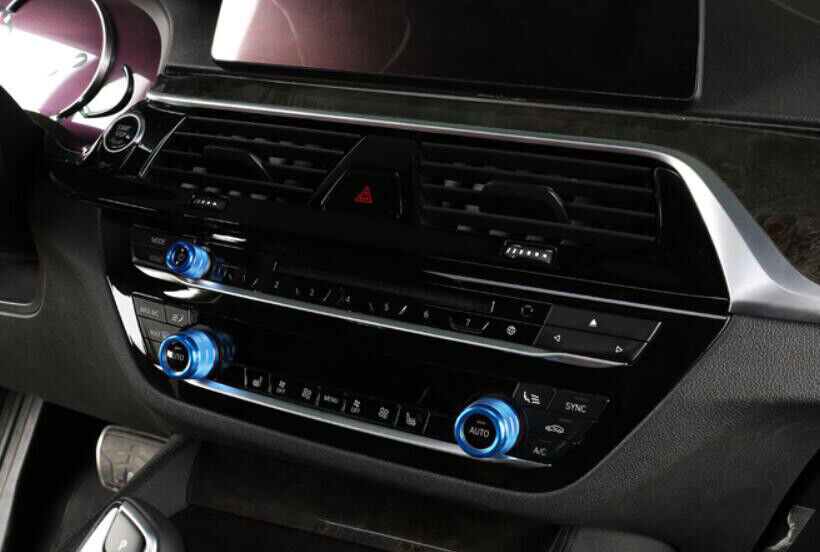 Blue Aluminum Console Air Conditioning Knob Trim For Auto for BMW 5 Series 2018-22