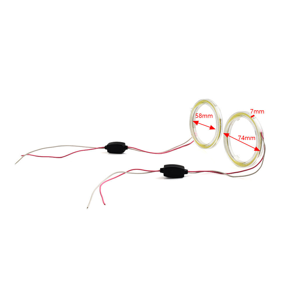 2x 70MM Car DRL Fog Headlights COB Angel Eyes Halo Ring 12V LED Light Universal