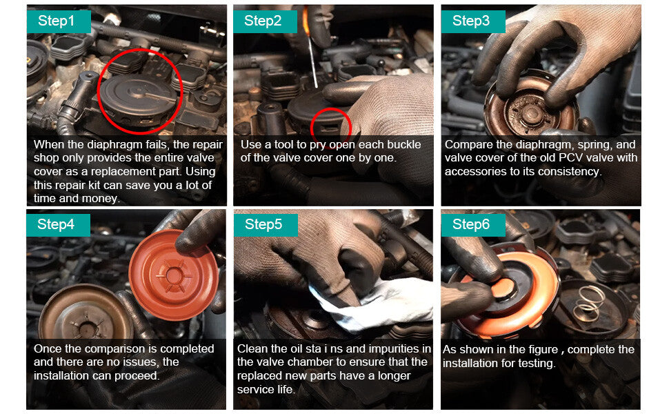 2-piece PCV valve diaphragm repair kit suitable for Volkswagen Beetle, for Golf , for Jetta , and for Land Cruiser 2.5/2.0L.