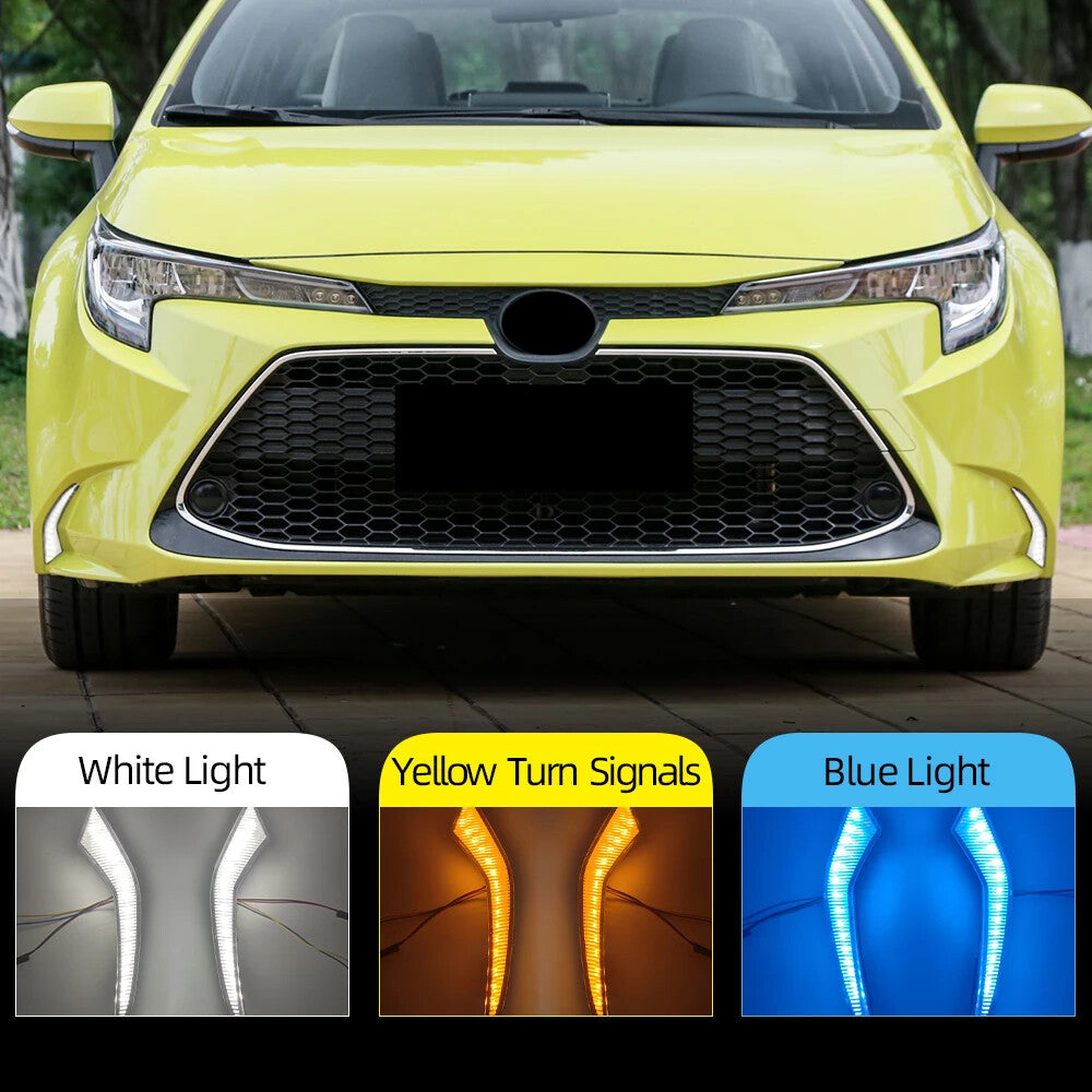 Two LED anti-collision fog lights (DRL) and daytime running lights suitable for Toyota for Corolla L, LE, and XLE (2020-22-)