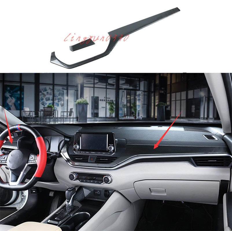 for Nissan Altima 2019-2022 Carbon Fiber Dashboard Center Console Cover Trim 2Pc