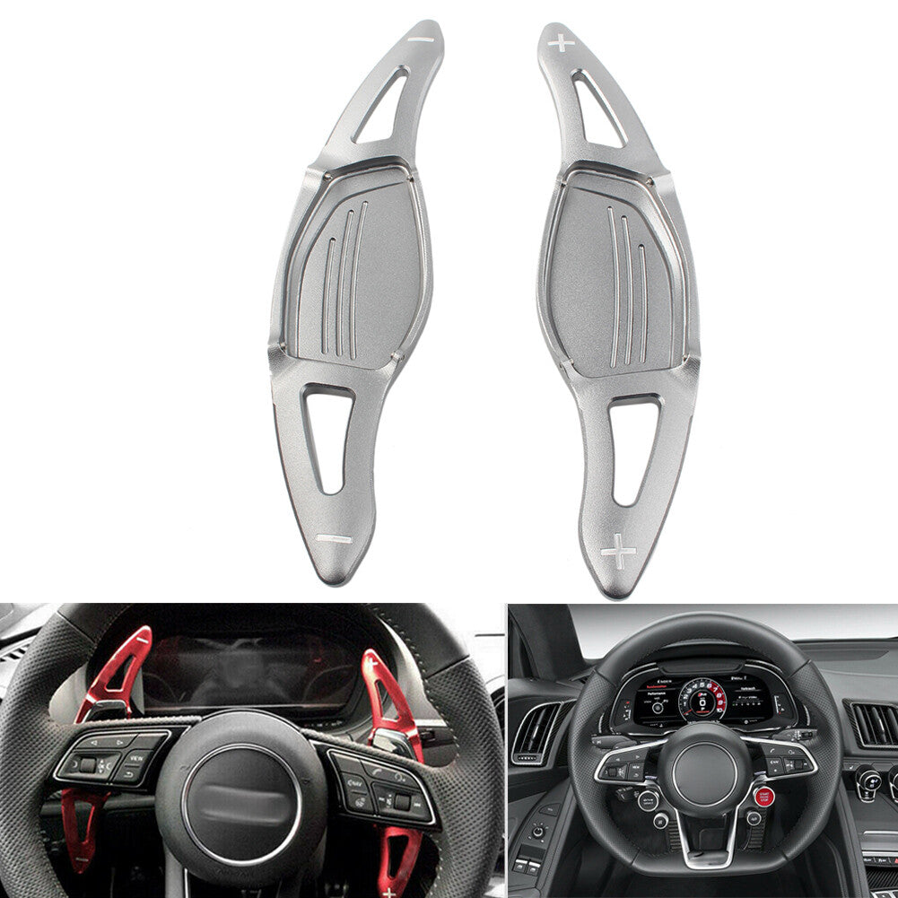 Car Steering Wheel Paddle Shifter Cover Trim Fit for Audi R8 RS3 RS4 RS5 TT RS Grey