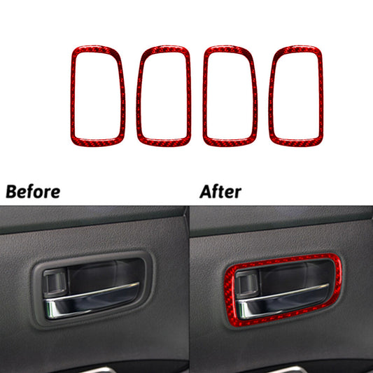 4Pcs Red Carbon Fiber Door Handle Cover Trim for Mitsubishi Outlander 2014-2016
