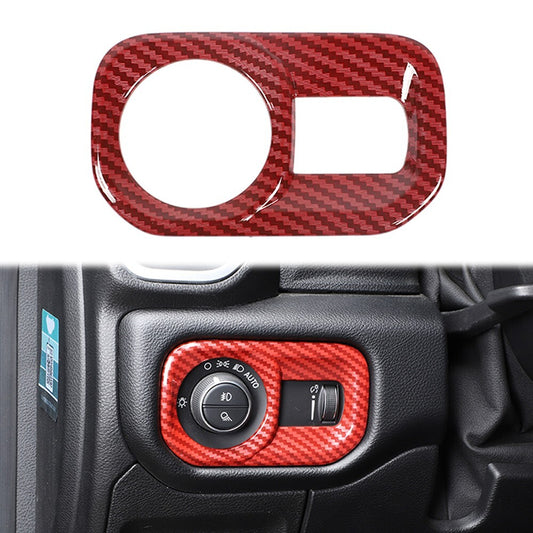 Front Headlight Switch Button Cover Trim for Dodge for Ram 1500 2018+ Red Carbon