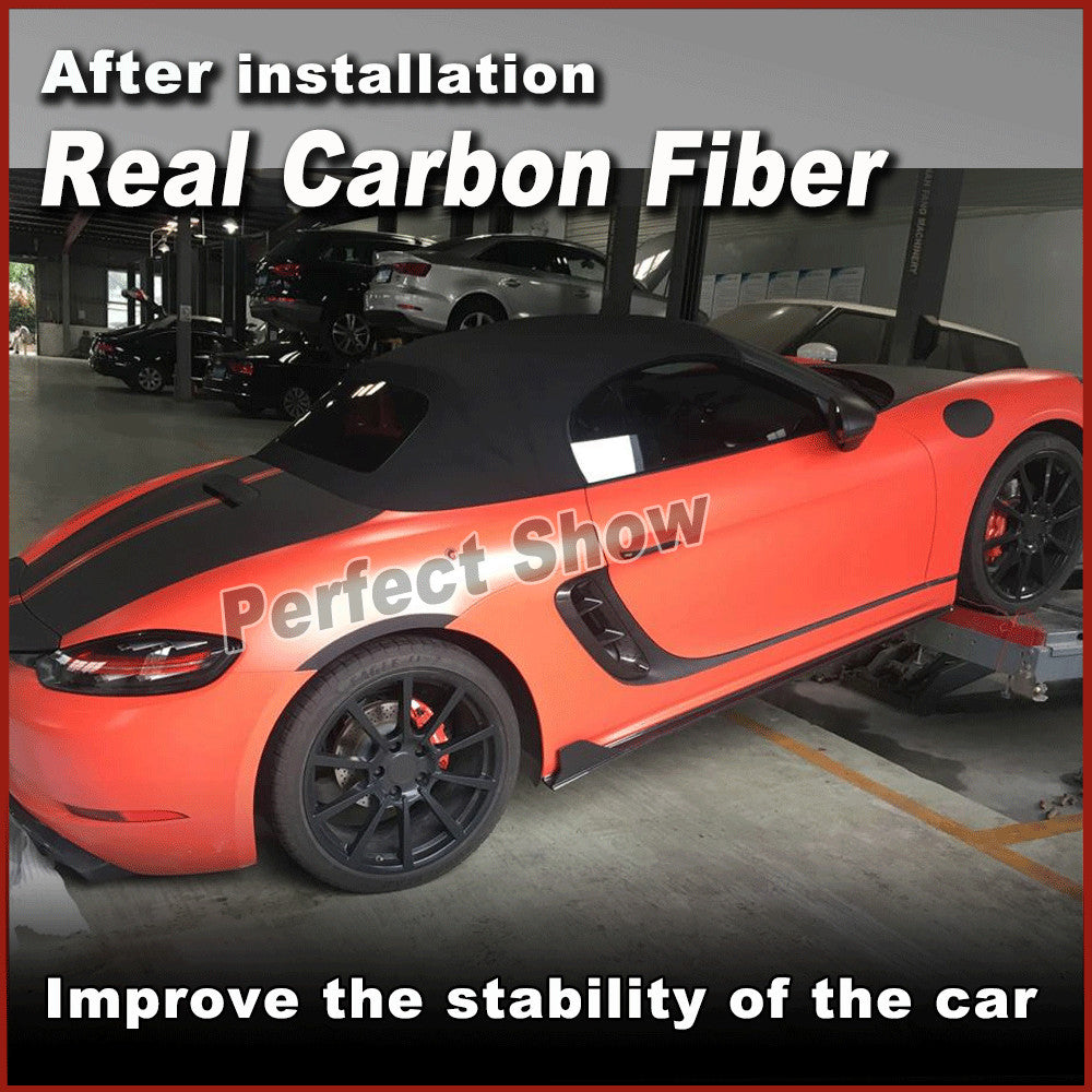for Porsche 718 Cayman 16-19 REAL Carbon Fiber Side Skirt Extension Lip