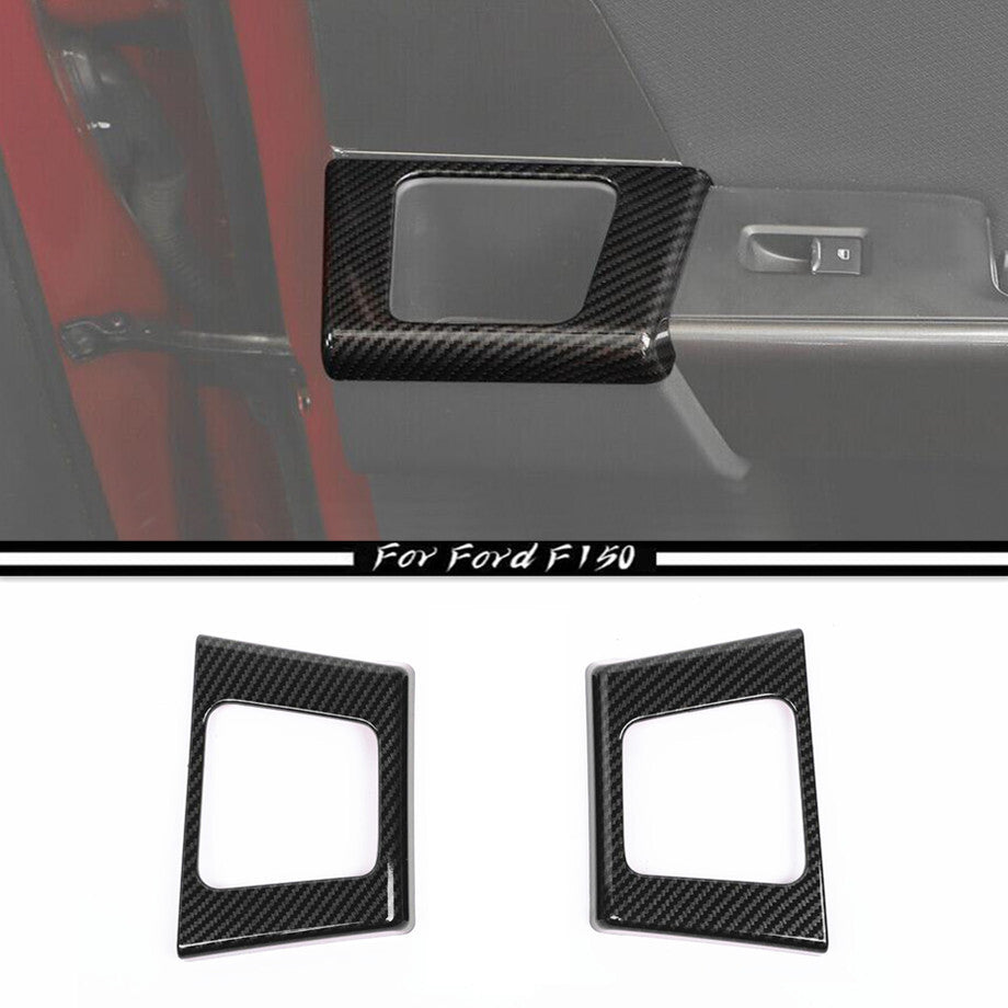 Carbon fiber automotive rear door armrest storage cover trim for Ford F150 21-23