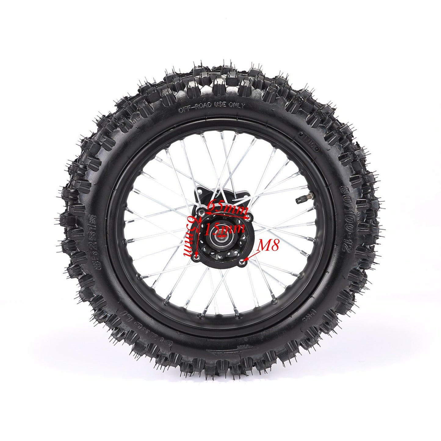 14-inch and 12-inch wheels, 60/100-14 and 80/100-12 tires and rim kits for the XR70 SSR 125cc/110cc pit bike.